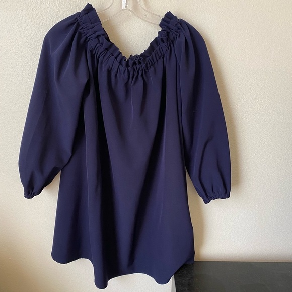 Ixiah Women's Navy Off the Shoulder Dress Mini Size US 4 Maternity Flowy Dress - Picture 2 of 8